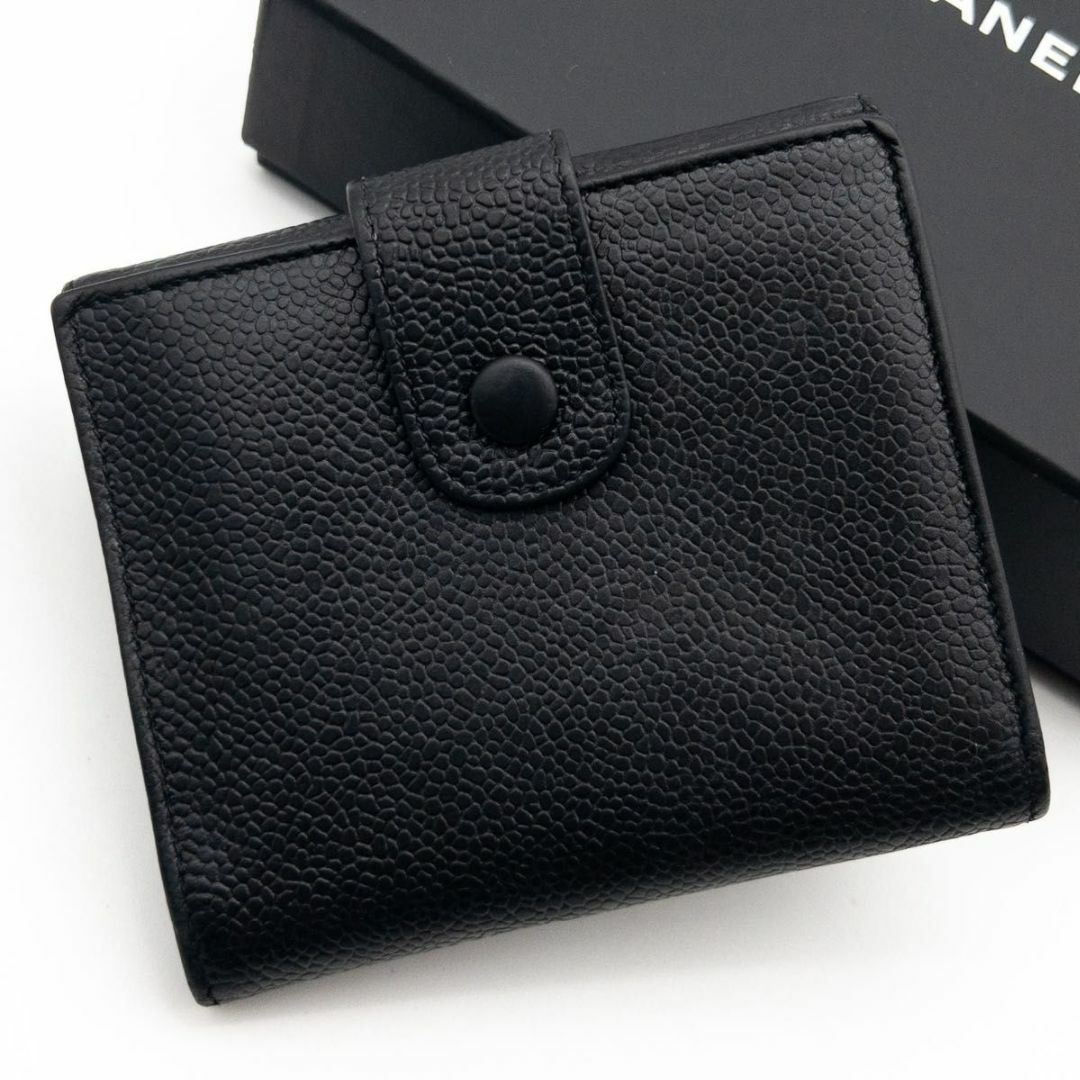 シャネル キャビアスキン デカココ ダブルホック折財布 シリアルナンバー有り CHANEL - 【極美品】CHANEL デカココ Wホック二つ折り財布