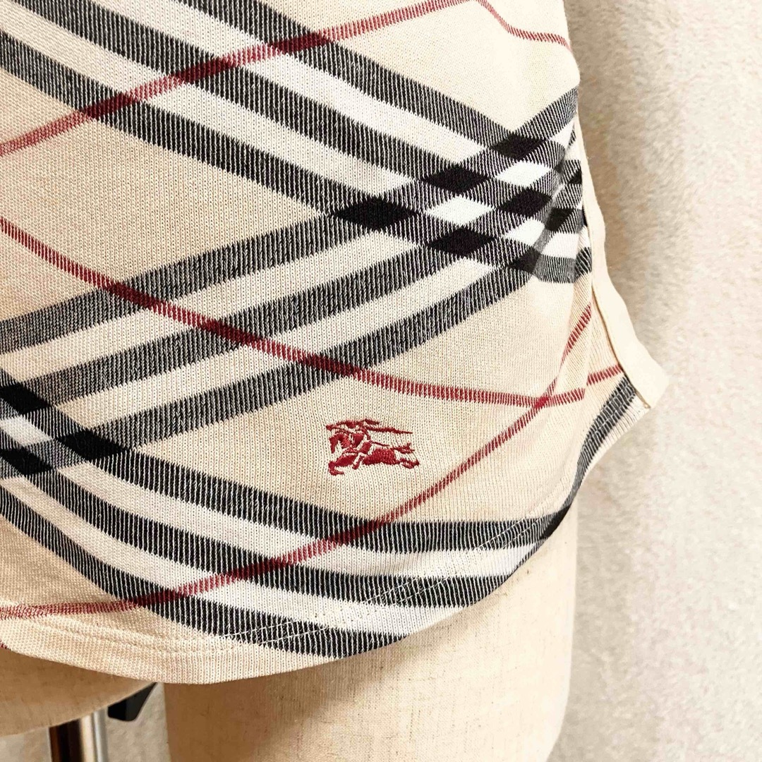 バーバリーロンドン 半袖 Tシャツ ノバチェック ホース刺繍 リボン サイズ2 BURBERRY - BURBERRY ノバチェック柄 半袖Tシャツ ホース刺繍