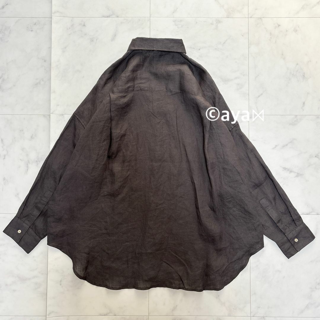 スピック＆スパン　80リネンカシュクールビッグシャツ　ダークブラウン 追加》80リネンカシュクールビッグシャツ | スピック＆スパン