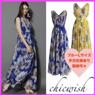 シックウィッシュ(Chicwish)のchicwish 花柄フローラルマキシシフォンワンピース春夏★リゾート旅行(ロングワンピース/マキシワンピース)