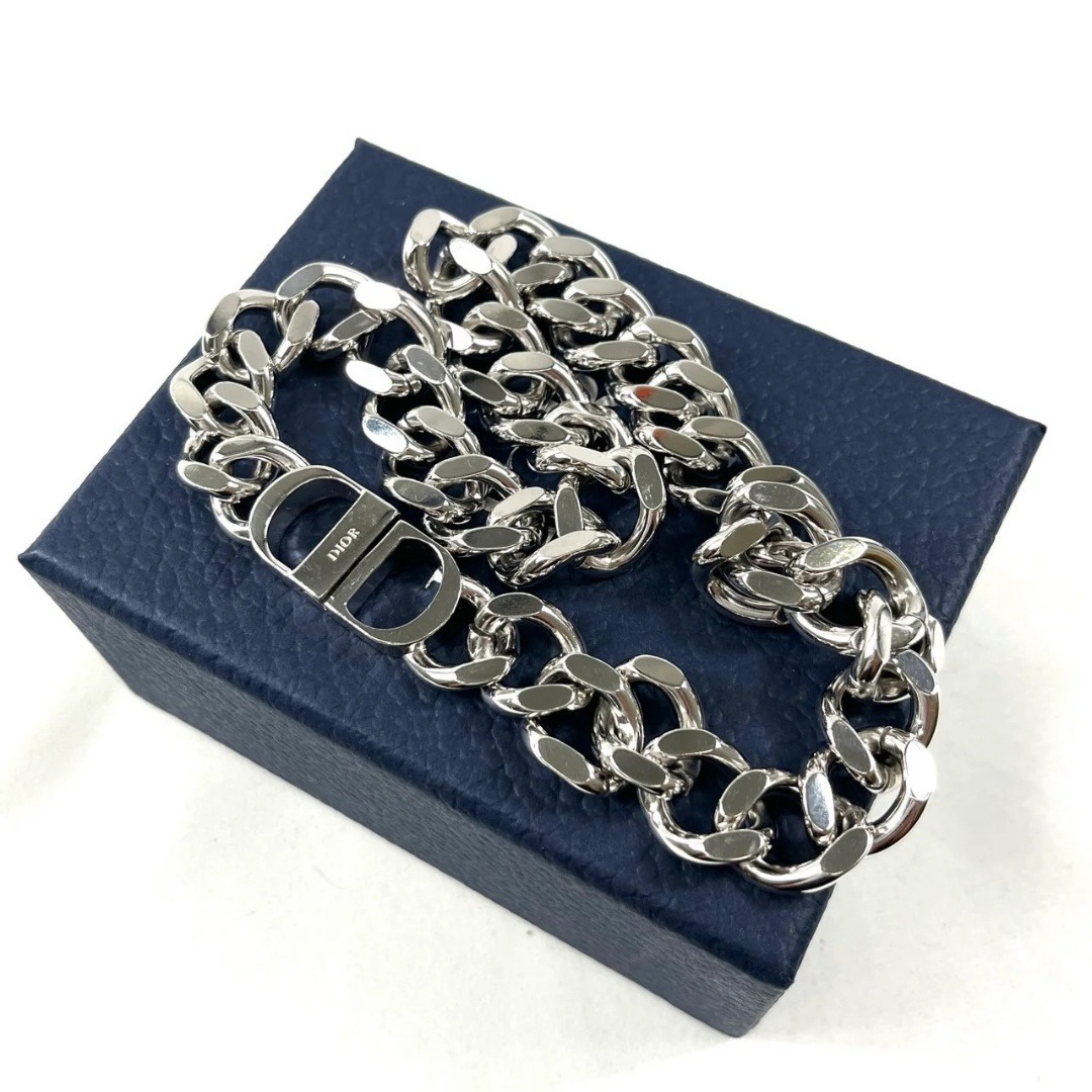 Dior ディオール ネックレス シルバー CDロゴ 箱付き 美品 Christian Dior - 【美品】ディオール CDアイコン 喜平 チェーン