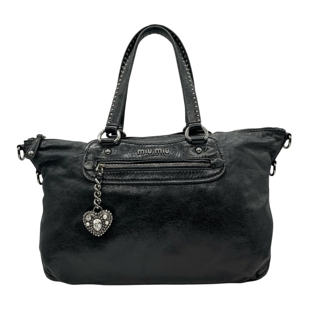 miu miu 黒 ハンドバッグ ミュウミュウ ハンドバッグ アルカディ ミニ レザー 5BP088