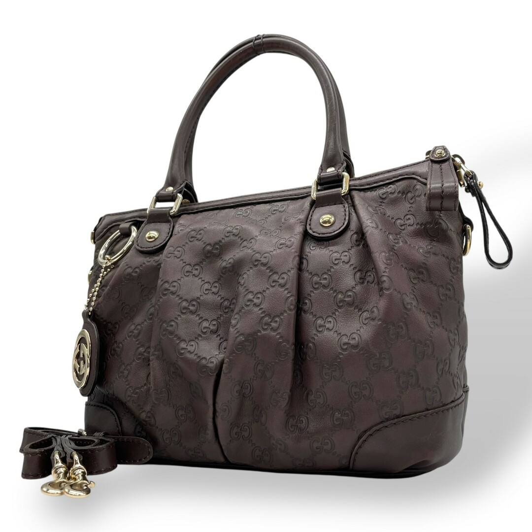グッチ スーキー レザー ハンドバッグ GUCCI - GUCCI グッチ グッチシマ スーキー 2WAY ハンドバッグ
