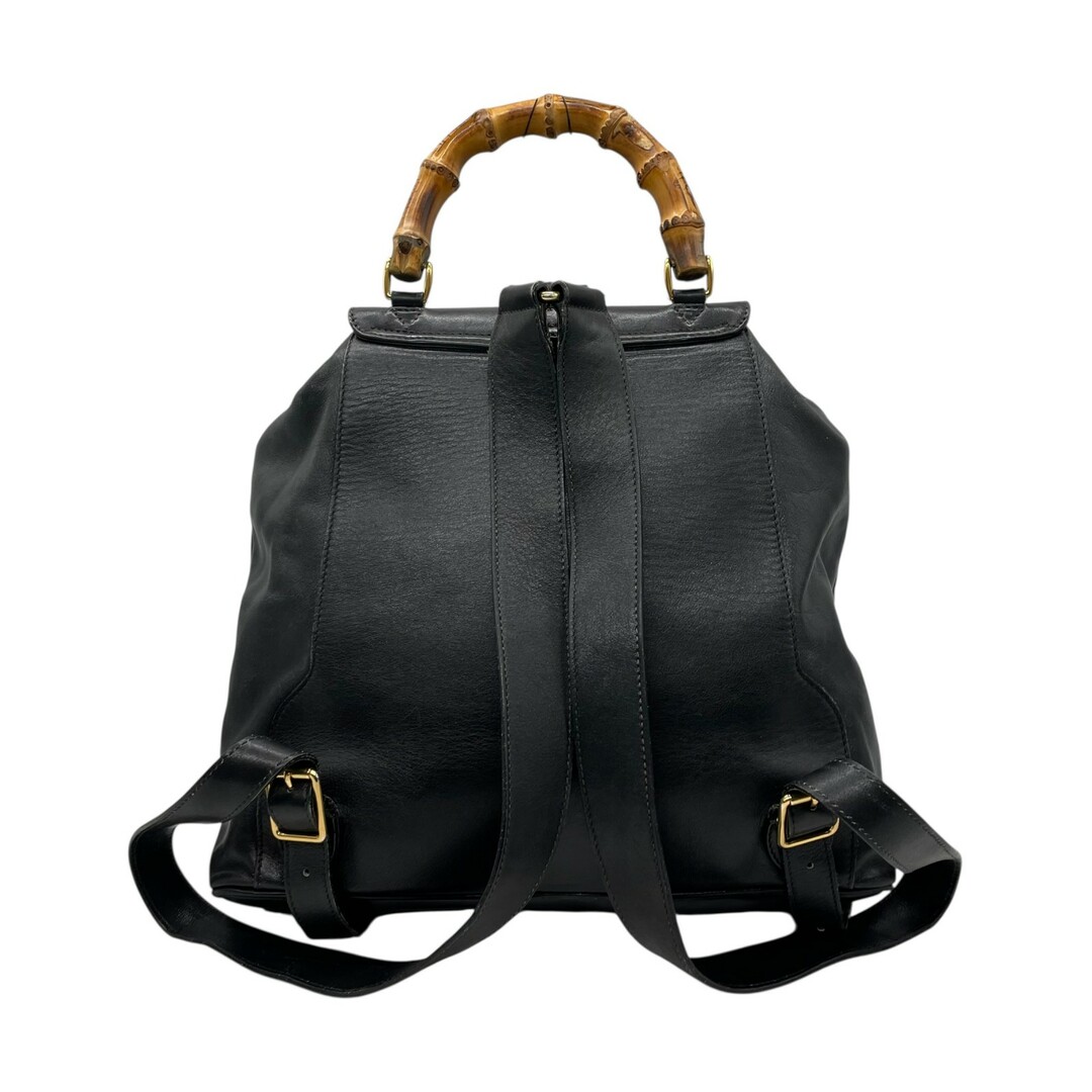 格安✨GUCCI リュック　黒　バンブー　ターンロック GUCCI バンブーターンロックレザーリュックサック (スタッフ身長
