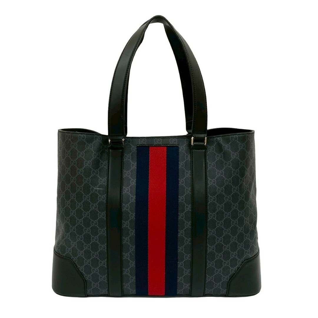 GUCCI グッチ GGスプリーム レザーハンドル トートバッグ A4収納可 GUCCI - 極 美品 GUCCI グッチ シェリーライン GGスプリーム