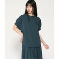 【ターコイズ】【CLOCHE】【接触冷感・撥水加工】袖タックブラウス
