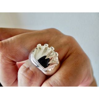 仁尾彫金『５つ星ダイヤ、クラウン甲丸リング』ハンドメイド416(リング(指輪))