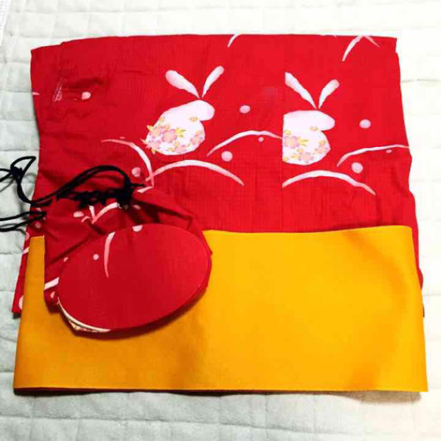 浴衣セット レディース 赤 うさぎ レディースの水着/浴衣(浴衣)の商品写真