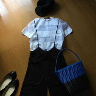 ザラ(ZARA)の値下げZARAシースルーボーダーブラウス美品 ザラ送料込み(シャツ/ブラウス(半袖/袖なし))