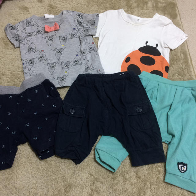 MUJI (無印良品)(ムジルシリョウヒン)の80cm 男の子洋服 5点セット キッズ/ベビー/マタニティのベビー服(~85cm)(Ｔシャツ)の商品写真