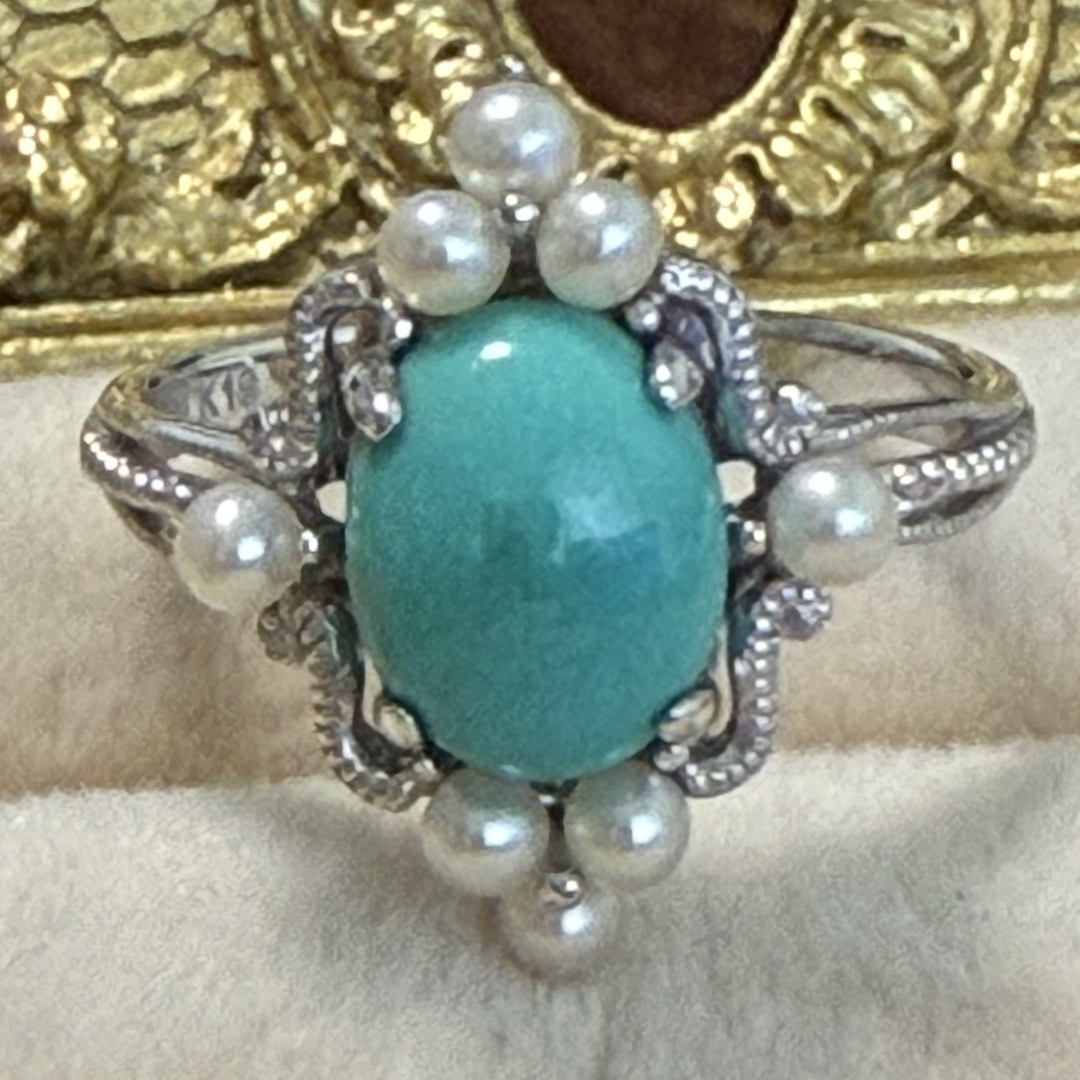 QVC k18WG ターコイズ シードパール リングの通販 by meow's shop｜ラクマ