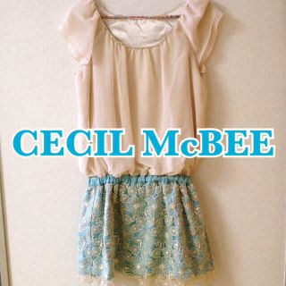 セシルマクビー(CECIL McBEE)の新品♡シフォン×フラワーレースワンピ♪(ミニワンピース)