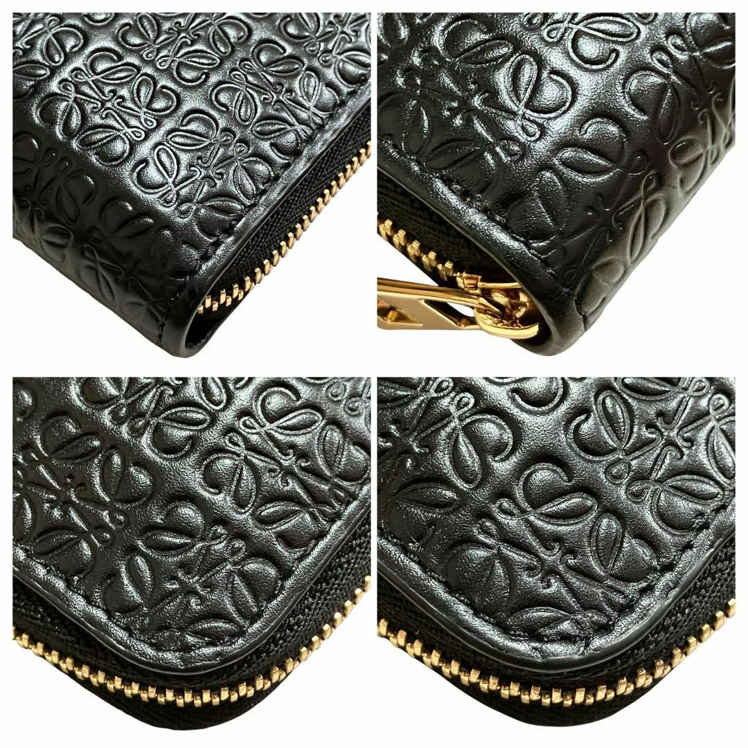 極美品 近年モデル ロエベ 長財布 エンボスシルクカーフスキン 黒色