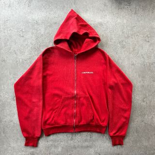 ヘルスニット(Healthknit)の70s80s ヘルスニット ジップアップパーカー USA製 L レッド 赤(パーカー)