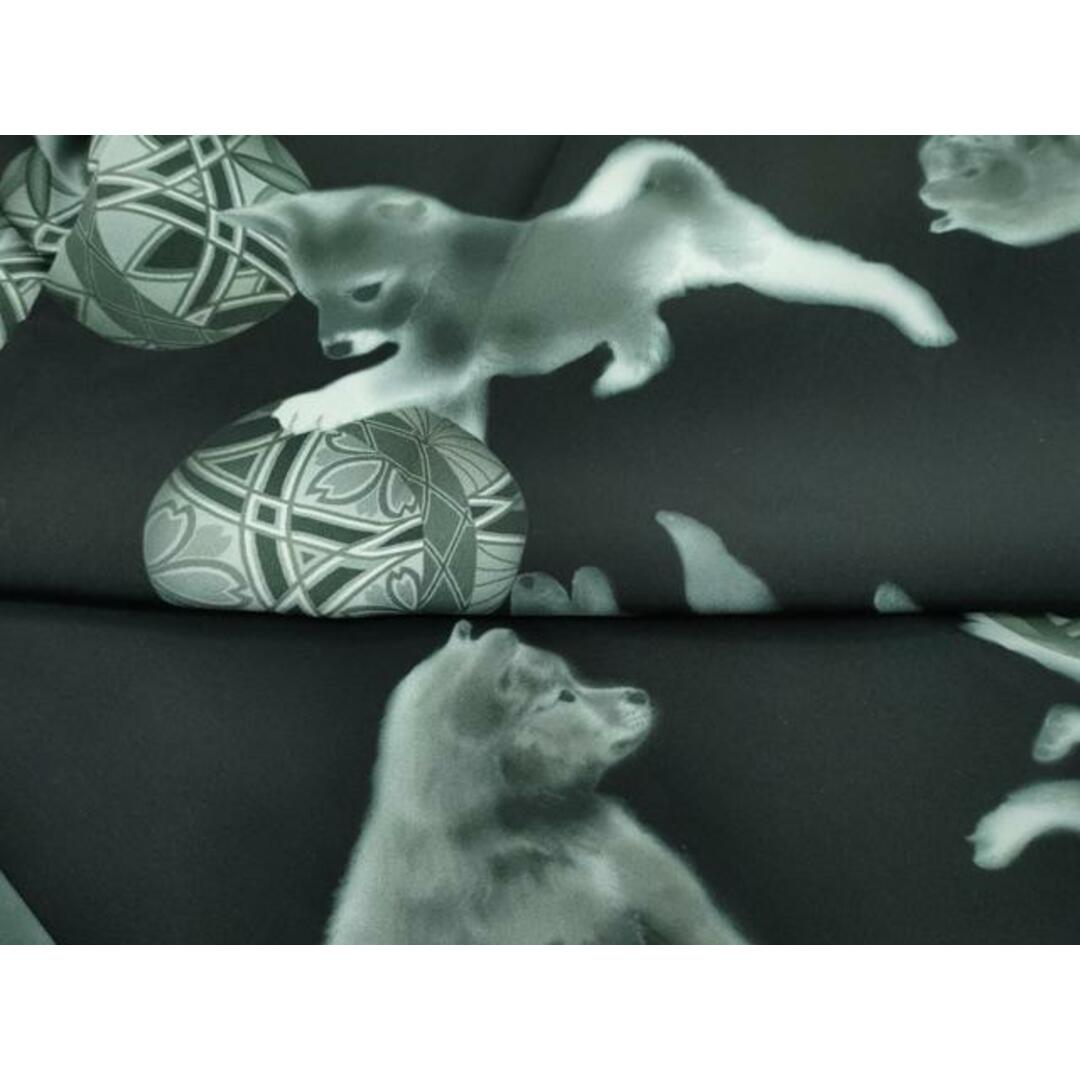 平和屋着物■極上　長襦袢　無双仕立て　希少柄　犬　毬　黒地　逸品　CZAA2920s5 レディースの水着/浴衣(着物)の商品写真