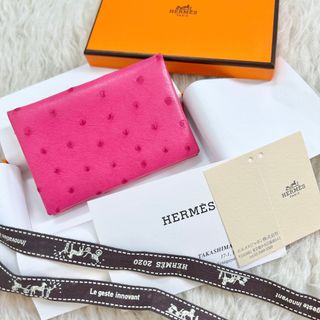 エルメス(HERMES)の未使用★HERMES★オーストリッチ★カルヴィ★カードケース★ローズティリアン(名刺入れ/定期入れ)