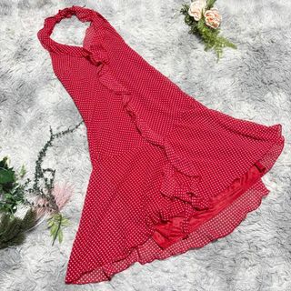 【ZARA】レッド ドット柄 ノースリーブ ワンピース