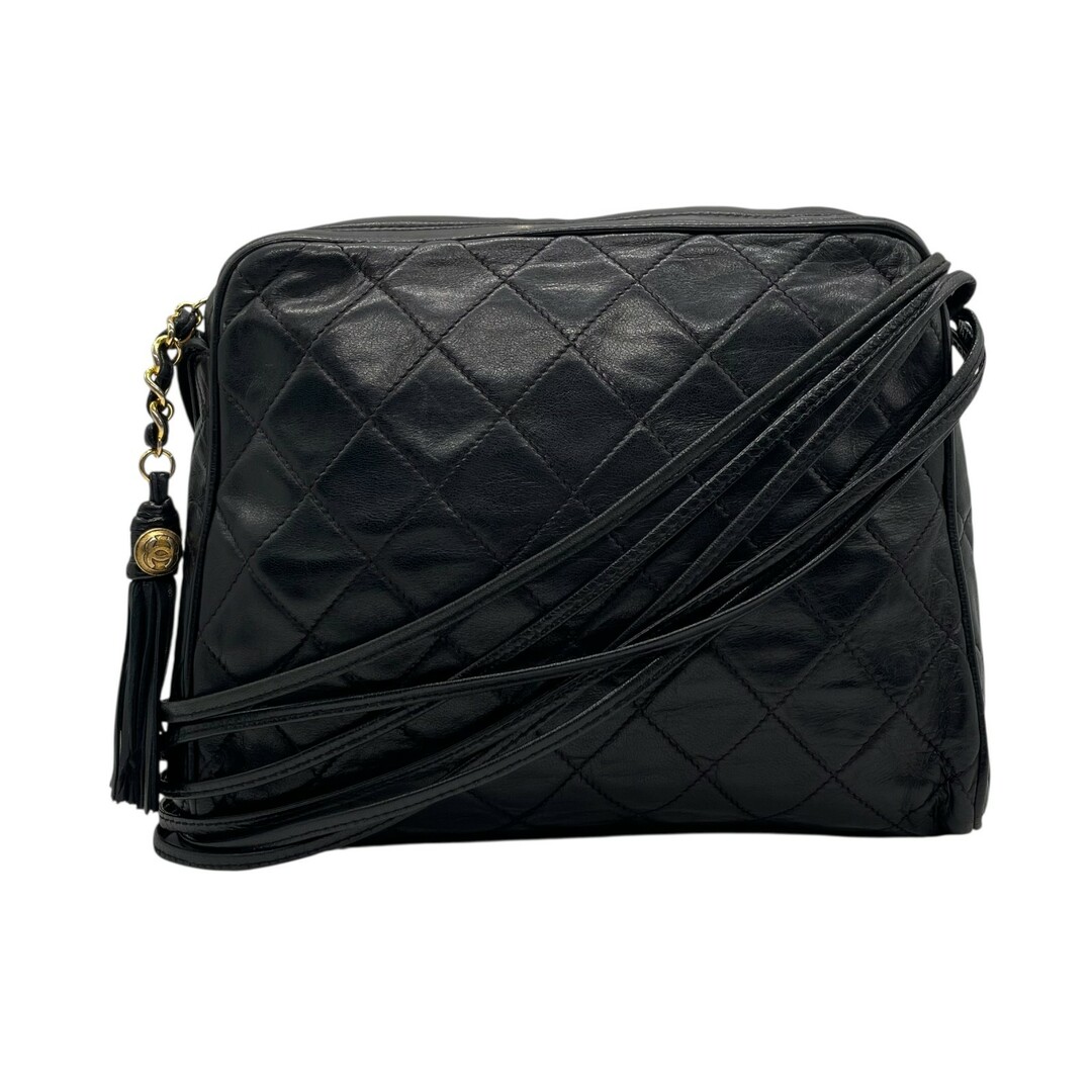 CHANEL(シャネル)の極美品 シャネル CHANEL マトラッセ フリンジ ショルダーバッグ 黒 ブラック レザー ゴールド金具 クロスボディ 斜め掛け レディース ヴィンテージ ココマーク A レディースのバッグ(ショルダーバッグ)の商品写真