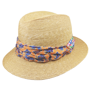 エトロ(ETRO)の【中古】ETRO エトロ ハット ストローハット ベージュ 麦わら オレンジリボン マルチカラー Mサイズ イタリア製 帽子 レディース メンズ ユニセックス 【ブランドギャラリー東心斎橋店】(ハット)