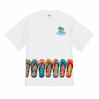  ハイクオリティー Tシャツ L ビーサン カラフル 夏の想い出(Tシャツ/カットソー(半袖/袖なし))
