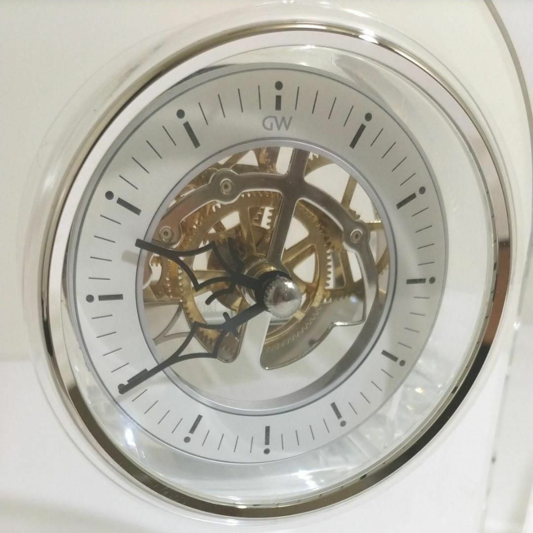 美品グラスワークスナルミ水晶電子時計スケルトンクロックGW1000