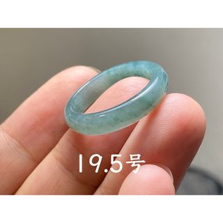 L13-98 氷糯種 青色 19.5号 グアテマラ産A貨本翡翠 くりぬき リング(リング(指輪))