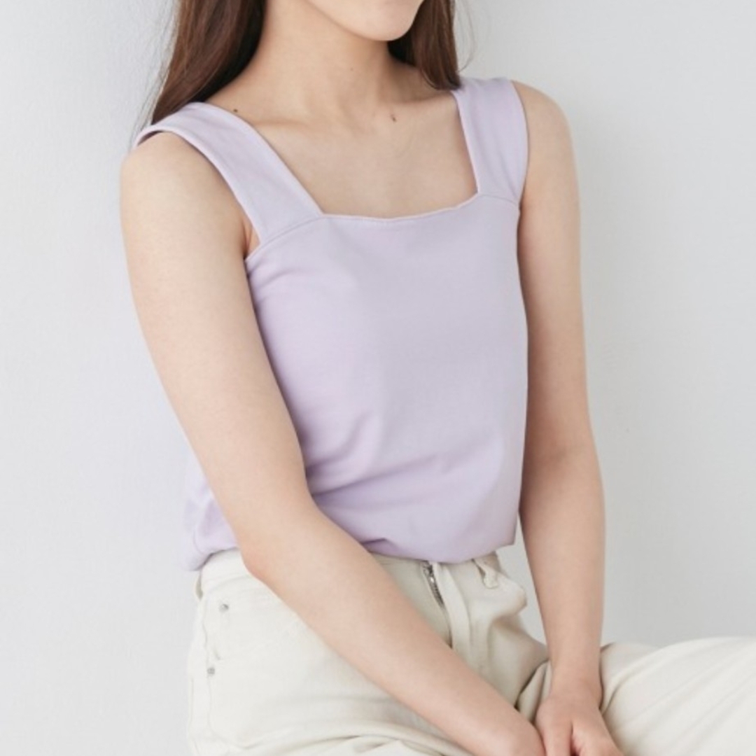 OMNES(オムネス)の【新品】OMNES 綿ベア天スクエアネックキャミ L レディースのトップス(キャミソール)の商品写真