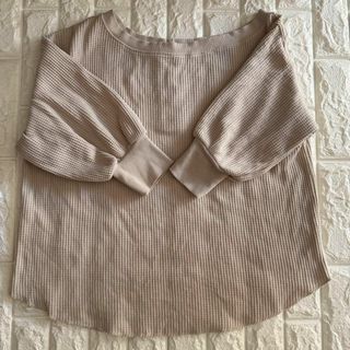 ワンアフターアナザーナイスクラップ(one after another NICE CLAUP)のNICE CLAUP 五分袖 フリーサイズ ベージュ ワッフル ナイスクラップ(カットソー(長袖/七分))