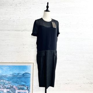 グッチ(GUCCI)の新品タグ付★GUCCI★シルク★異素材★カシミヤ★インナー付★ワンピース(ひざ丈ワンピース)