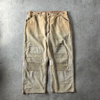 カーハート(carhartt)の40s50s カーハート ダックパンツ USA製 キャメル  ハートタグ 股リベ(ワークパンツ/カーゴパンツ)