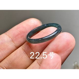 L13-112 氷糯種黒翡翠 22.5号 グアテマラ産A貨本翡翠くりぬき リング(リング(指輪))