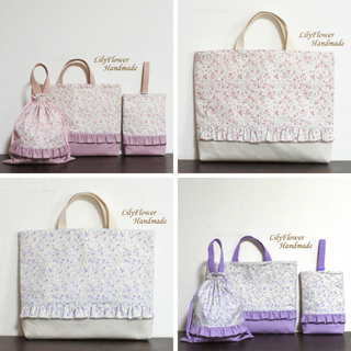 入学入園セットオーダー♡小花柄 レッスンバッグ＆上履き袋＆体操着袋 ハンドメイド(外出用品)
