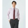 【PINK】コットン ナローストライプ ショートワイドカラー ドレスシャツ -イ