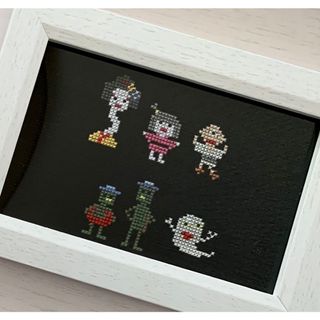 日本のおばけ　ハンドメイド　クロスステッチ完成品　カッパ　ろくろ首　刺繍　夏