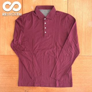 109【BRUNELLO CUCINELLI】長袖ポロシャツ バーガンディ