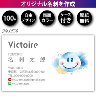 名刺作成 名刺印刷 100枚 両面 フルカラー 紙ケース付 No.0530
