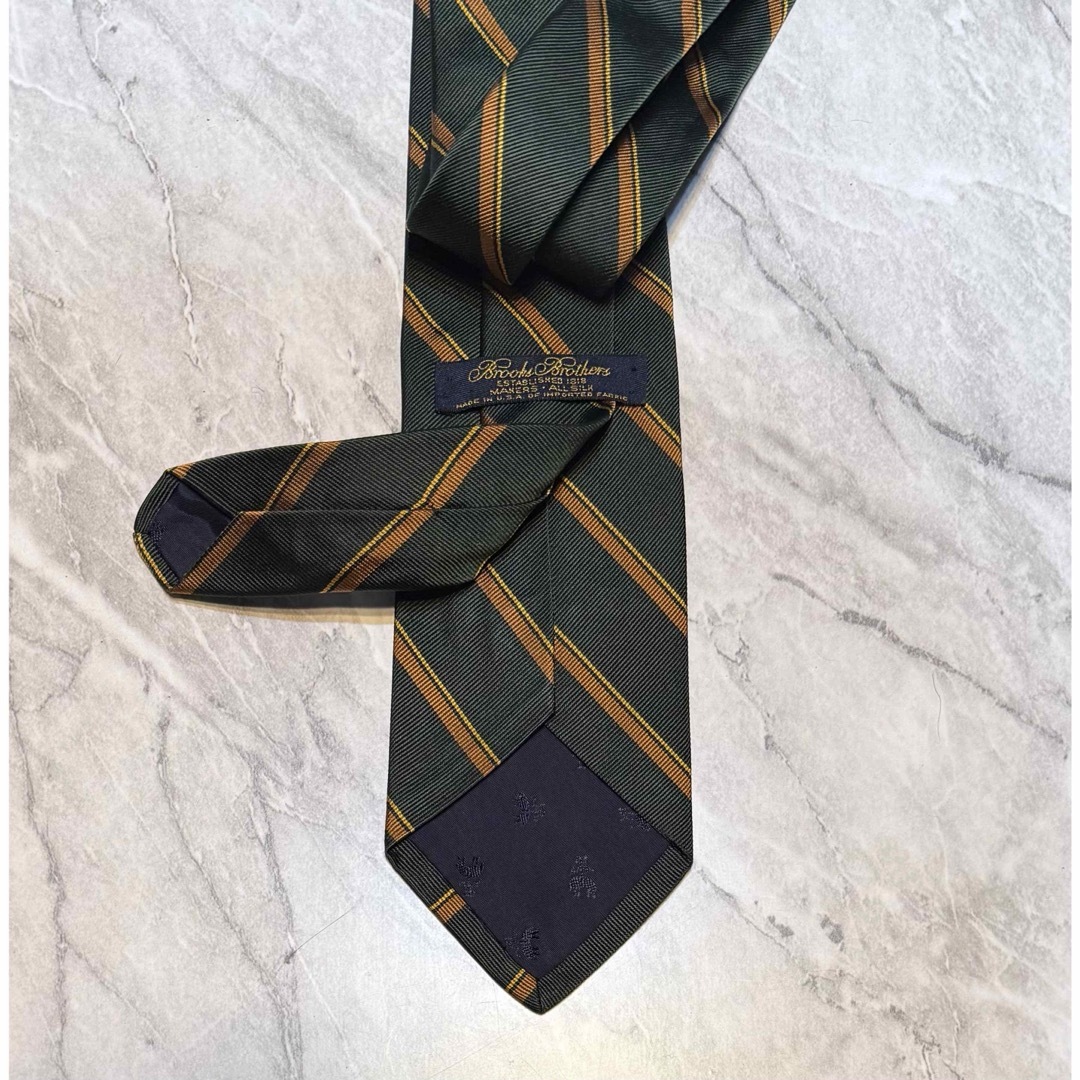 Brooks Brothers(ブルックスブラザーズ)のブルックスブラザーズ ストライプ シルク ネクタイ USA製 ダークグリーン メンズのファッション小物(ネクタイ)の商品写真