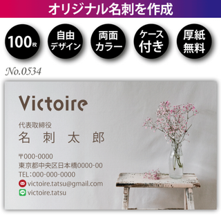 名刺作成 名刺印刷 100枚 両面 フルカラー 紙ケース付 No.0534(カード/レター/ラッピング)