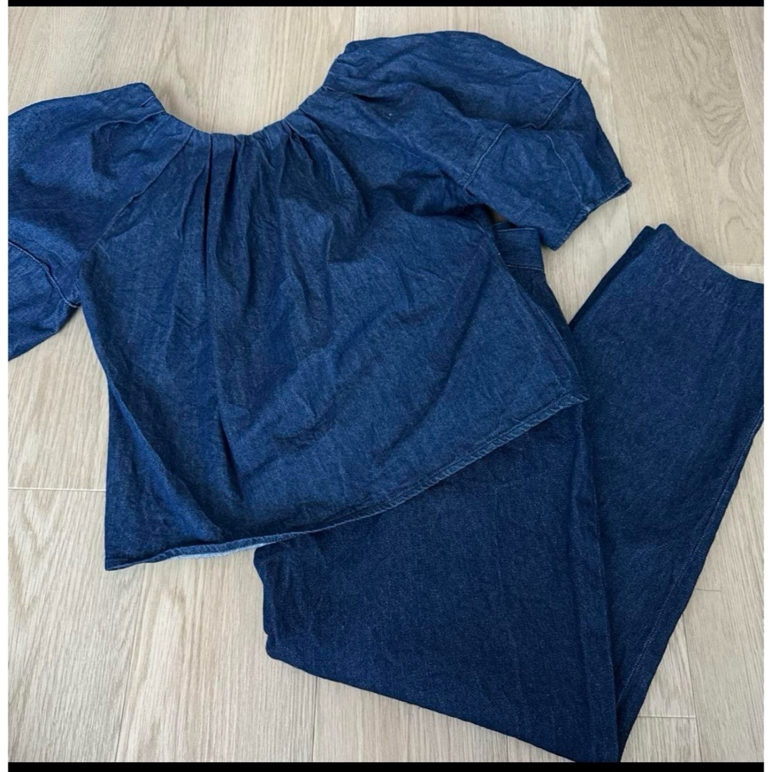 Mila Owen(ミラオーウェン)のMila Owen 構築スリーブデニム　セットアップ　上下セット レディースのレディース その他(セット/コーデ)の商品写真