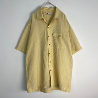 ヴィンテージ(VINTAGE)のヴィンテージ　半袖シャツ　オープンカラー リネン混 イエロー L・XL相当(シャツ)