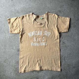 70s80s カレッジロゴtシャツ USA製 ベージュ M ナンバリング