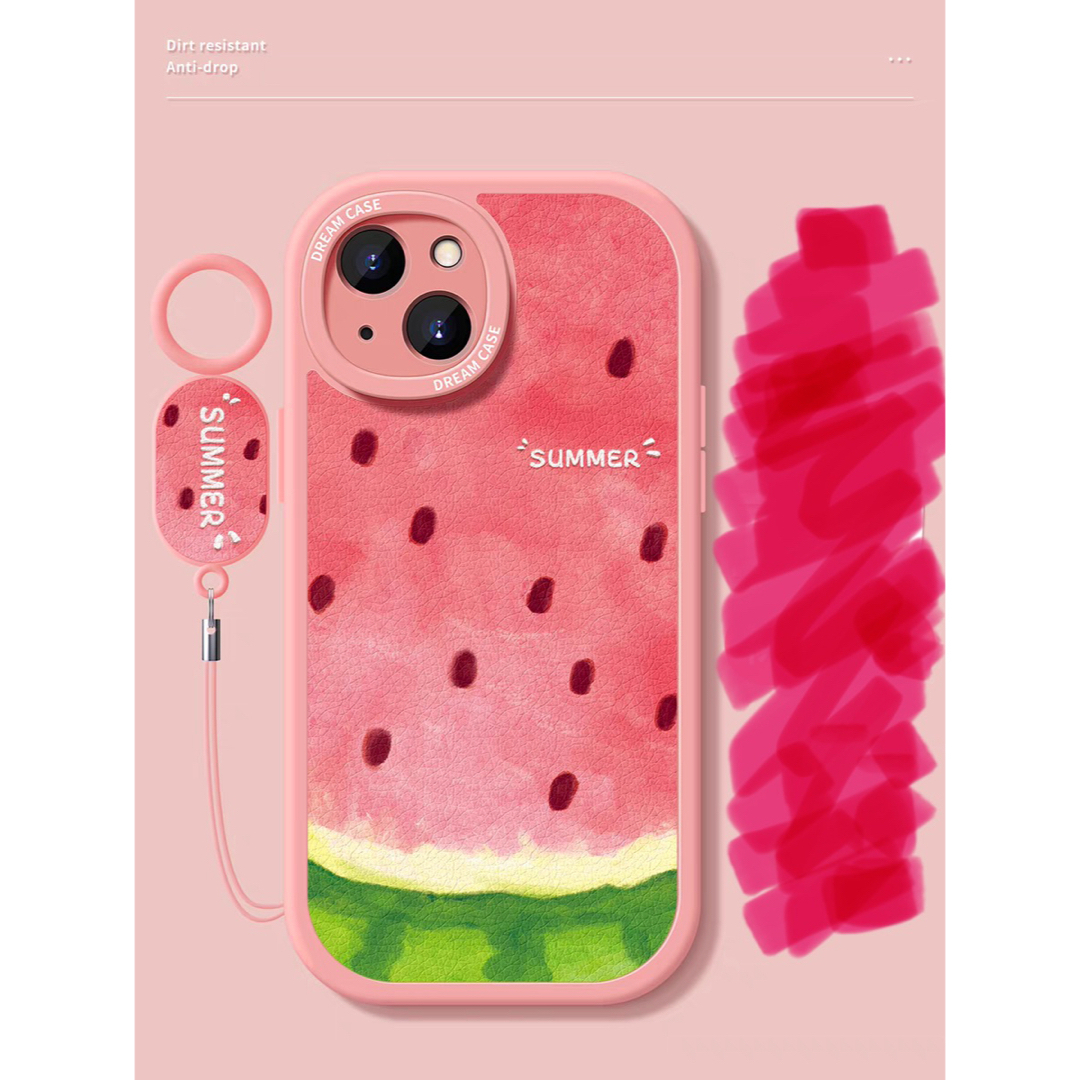 スイカ 本革 iPhoneケース シリコン 箱付き ストラップ付き 多機種 スマホ/家電/カメラのスマホアクセサリー(iPhoneケース)の商品写真