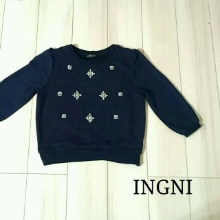 イング(INGNI)のお値下げ【美品】INGNI♡ストーン＆パールつきトップス(カットソー(長袖/七分))