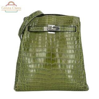 エルメス(HERMES)のHERMES エルメス ケリースポーツMM ニロティカスマット グリーン □R刻印（2014年） シルバー金具 ユニセックス ショルダーバッグ 中古(ショルダーバッグ)
