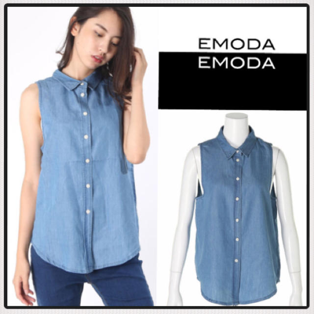 EMODA(エモダ)のEMODA  テンセルデニムノースリシャツ レディースのトップス(シャツ/ブラウス(半袖/袖なし))の商品写真