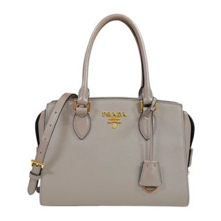プラダ(PRADA)のプラダ サフィアーノ ショルダーバッグ レザー 1BA164 グレー レディース PRADA  中古(ショルダーバッグ)