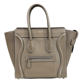 セリーヌ(CELINE)のセリーヌ ラゲージ マイクロショッパー ハンドバッグ レザー グレー レディース CELINE  中古(ハンドバッグ)
