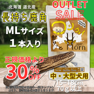 OUTLET『ガリッとホーンR』レギュラー・ML1本入 大型犬用 鹿の角(犬)