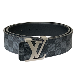 552903-6 LOUIS VUITTON/ルイヴィトン ダミエ グラフィットベルト Mブラック 牛革 85/34 箱/ケアカード付き