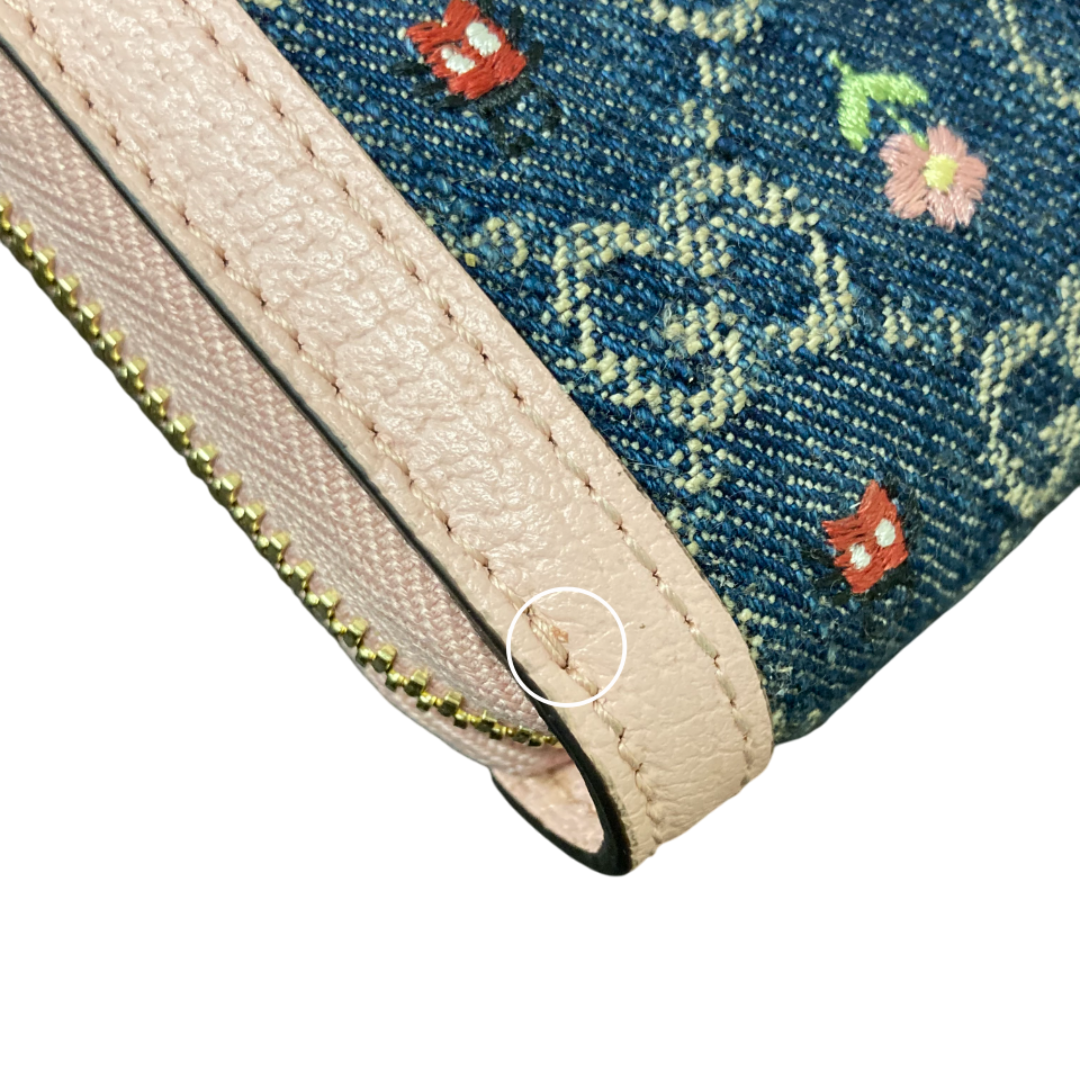 クレージュ ビンテージ ロゴ刺繍 デニム がまぐち 折り財布 2025